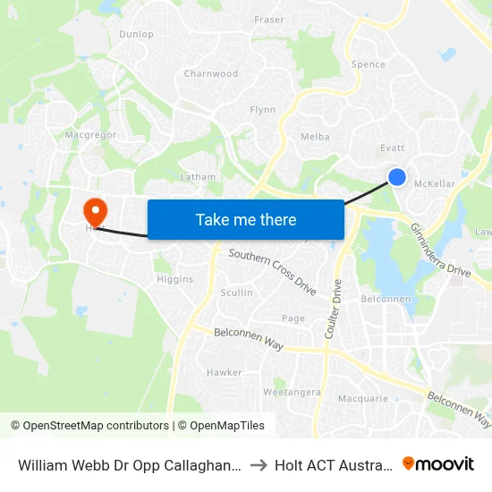 William Webb Dr Opp Callaghan St to Holt ACT Australia map