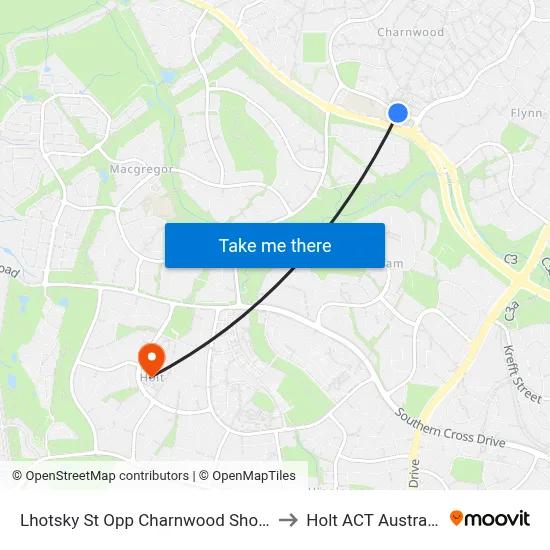 Lhotsky St Opp Charnwood Shops to Holt ACT Australia map
