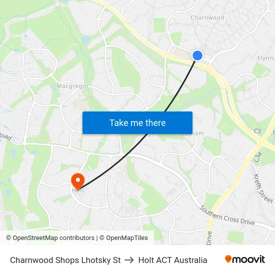 Charnwood Shops Lhotsky St to Holt ACT Australia map