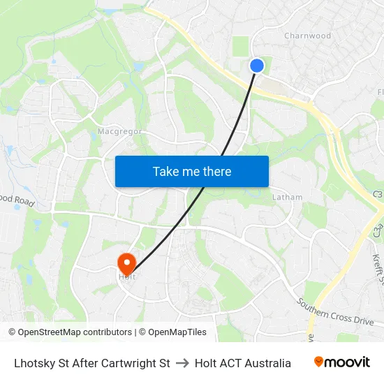 Lhotsky St After Cartwright St to Holt ACT Australia map