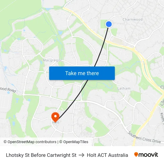 Lhotsky St Before Cartwright St to Holt ACT Australia map
