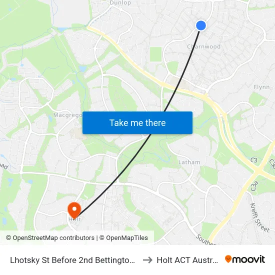 Lhotsky St Before 2nd Bettington Cct to Holt ACT Australia map