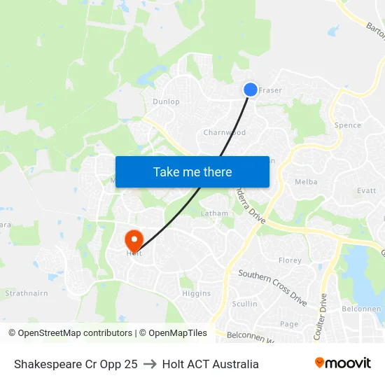 Shakespeare Cr Opp 25 to Holt ACT Australia map