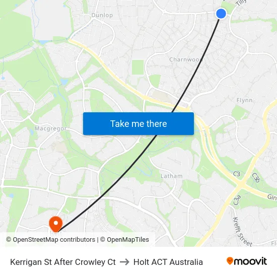 Kerrigan St After Crowley Ct to Holt ACT Australia map