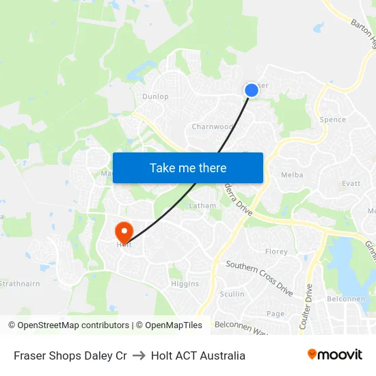 Fraser Shops Daley Cr to Holt ACT Australia map