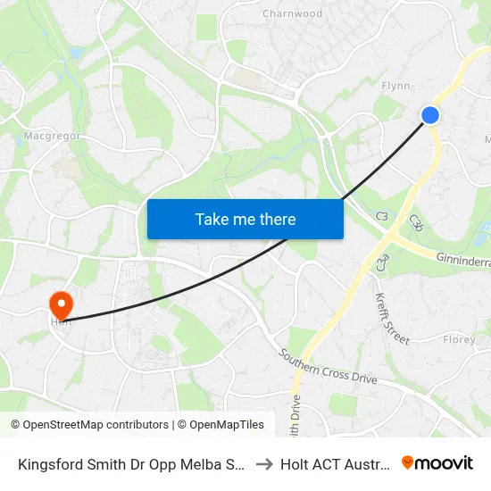 Kingsford Smith Dr Opp Melba Shops to Holt ACT Australia map