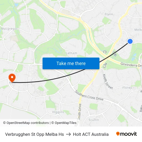 Verbrugghen St Opp Melba Hs to Holt ACT Australia map