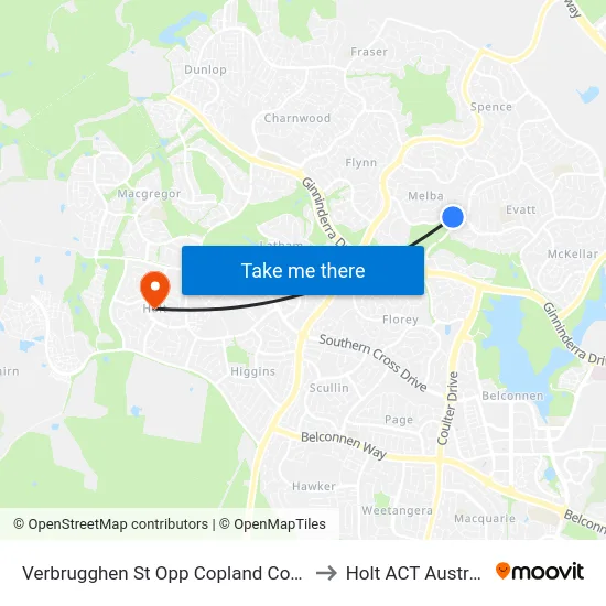 Verbrugghen St Opp Copland College to Holt ACT Australia map