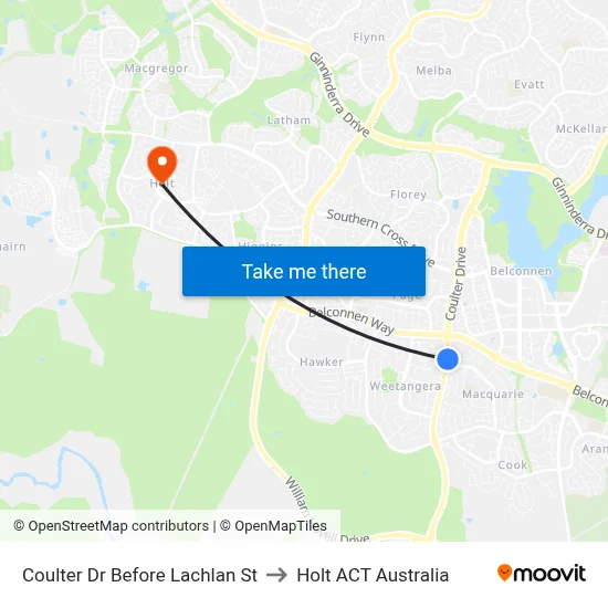Coulter Dr Before Lachlan St to Holt ACT Australia map