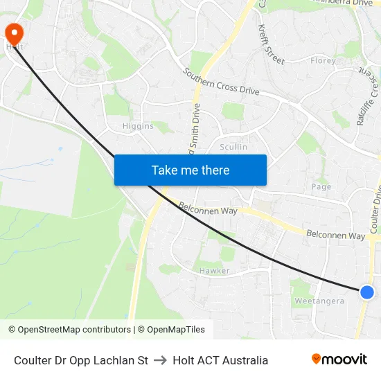 Coulter Dr Opp Lachlan St to Holt ACT Australia map
