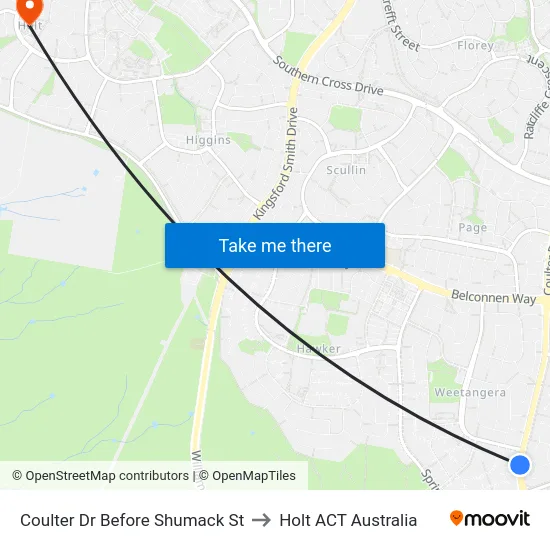Coulter Dr Before Shumack St to Holt ACT Australia map