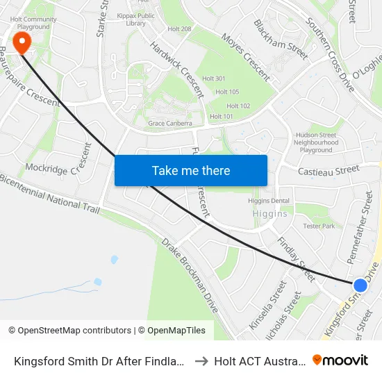 Kingsford Smith Dr After Findlay St to Holt ACT Australia map
