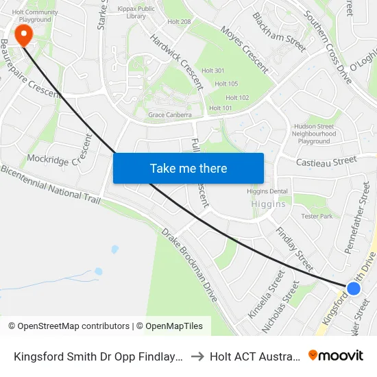 Kingsford Smith Dr Opp Findlay St to Holt ACT Australia map