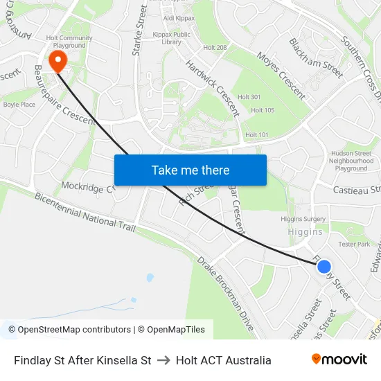 Findlay St After Kinsella St to Holt ACT Australia map