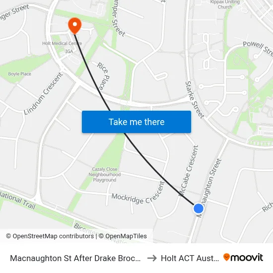 Macnaughton St After Drake Brockman Dr to Holt ACT Australia map