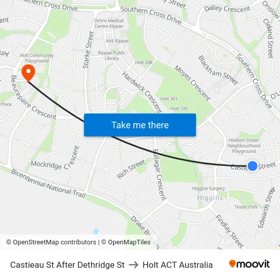 Castieau St After Dethridge St to Holt ACT Australia map