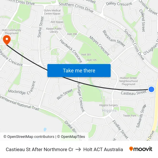 Castieau St After Northmore Cr to Holt ACT Australia map