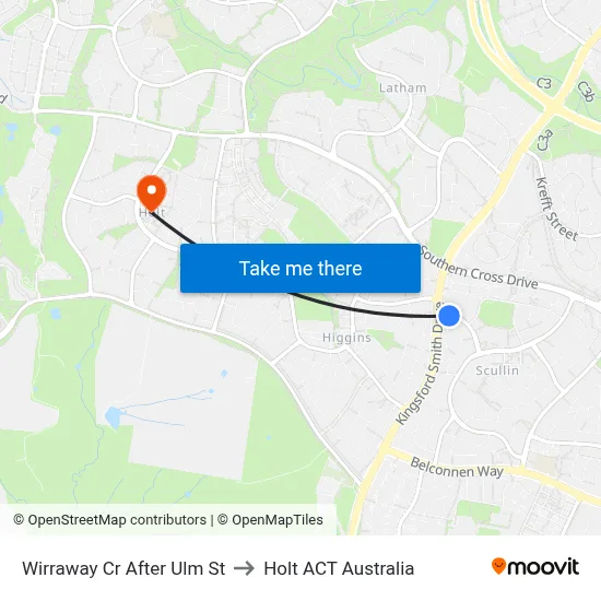 Wirraway Cr After Ulm St to Holt ACT Australia map