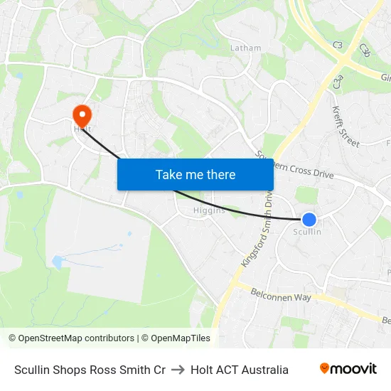 Scullin Shops Ross Smith Cr to Holt ACT Australia map