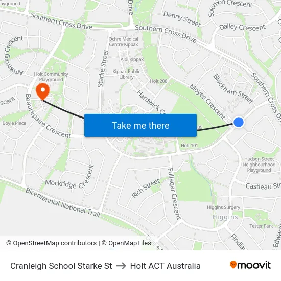 Cranleigh School Starke St to Holt ACT Australia map