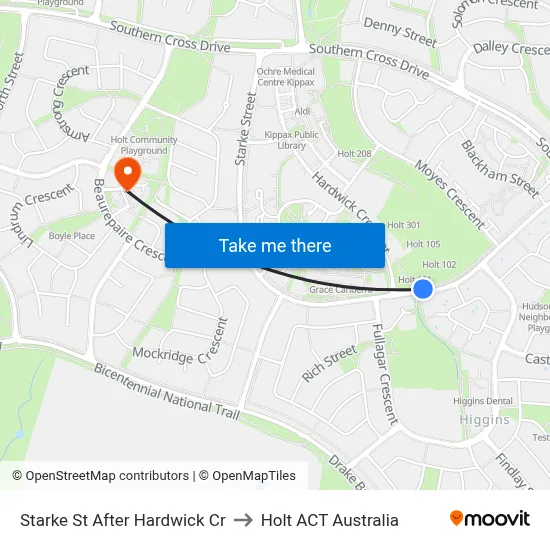 Starke St After Hardwick Cr to Holt ACT Australia map