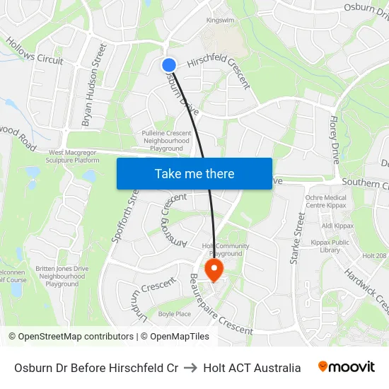 Osburn Dr Before Hirschfeld Cr to Holt ACT Australia map