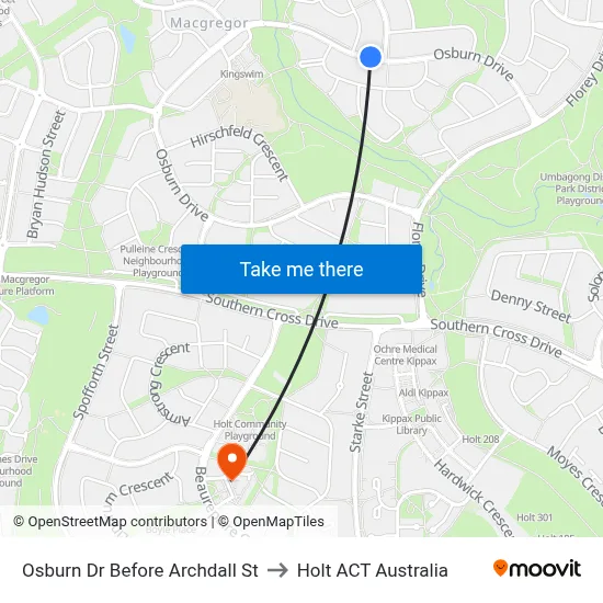 Osburn Dr Before Archdall St to Holt ACT Australia map
