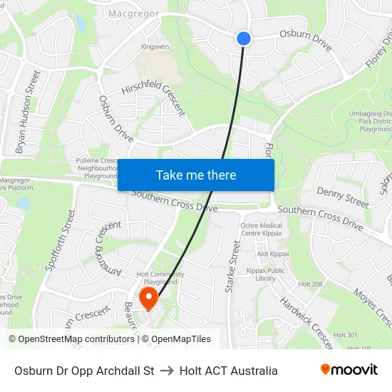 Osburn Dr Opp Archdall St to Holt ACT Australia map