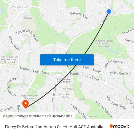 Florey Dr Before 2nd Herron Cr to Holt ACT Australia map