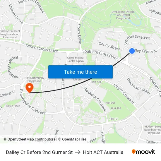 Dalley Cr Before 2nd Gurner St to Holt ACT Australia map
