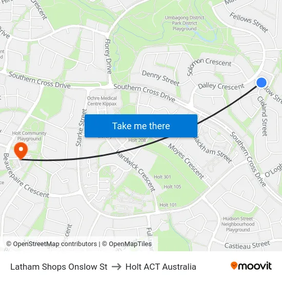 Latham Shops Onslow St to Holt ACT Australia map