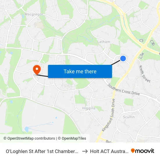 O'Loghlen St After 1st Chambers St to Holt ACT Australia map