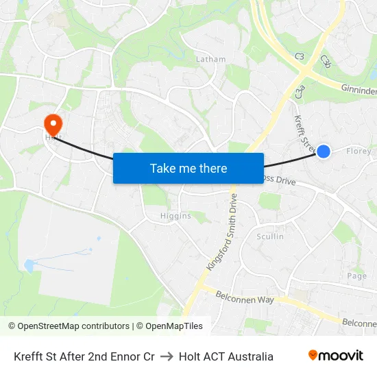 Krefft St After 2nd Ennor Cr to Holt ACT Australia map