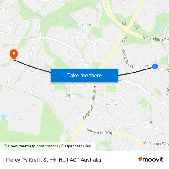 Florey Ps Krefft St to Holt ACT Australia map