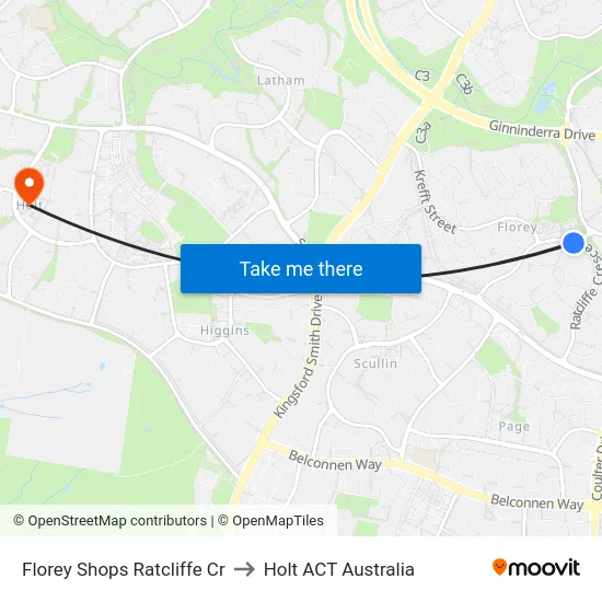 Florey Shops Ratcliffe Cr to Holt ACT Australia map