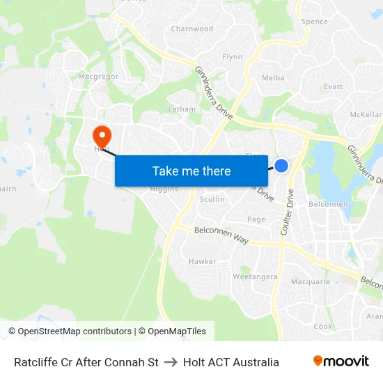Ratcliffe Cr After Connah St to Holt ACT Australia map
