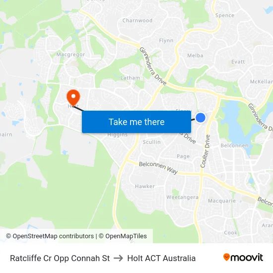 Ratcliffe Cr Opp Connah St to Holt ACT Australia map