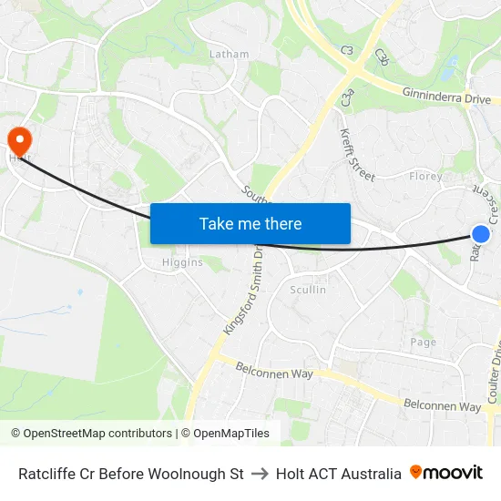 Ratcliffe Cr Before Woolnough St to Holt ACT Australia map