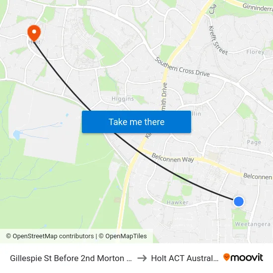 Gillespie St Before 2nd Morton St to Holt ACT Australia map