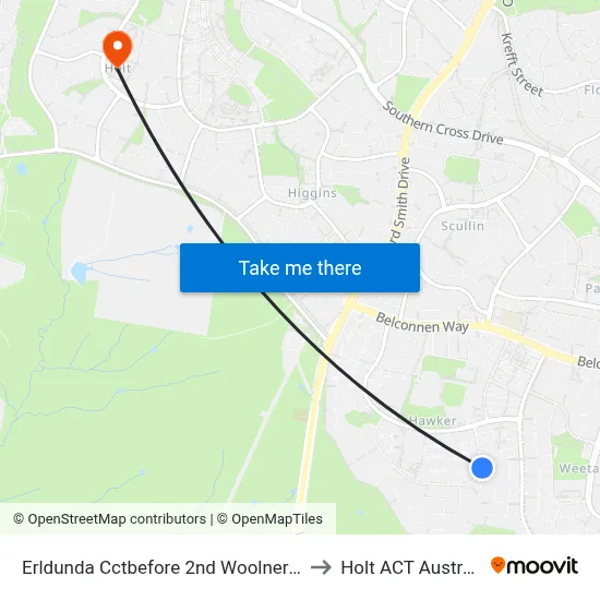 Erldunda Cctbefore 2nd Woolner Cct to Holt ACT Australia map