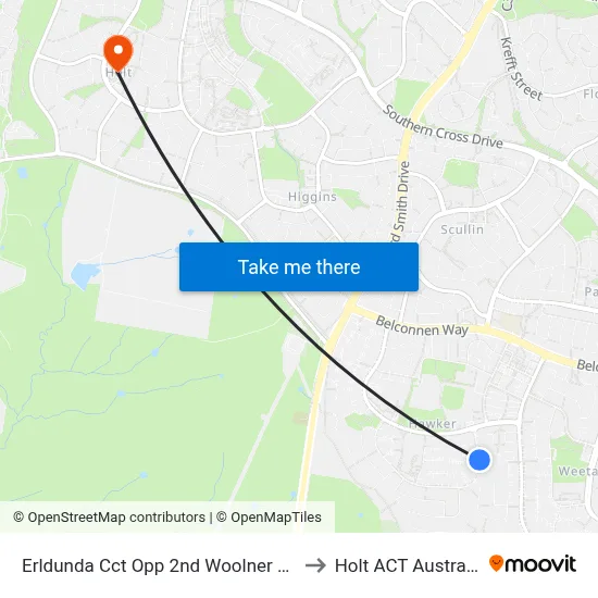 Erldunda Cct Opp 2nd Woolner Cct to Holt ACT Australia map