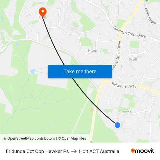 Erldunda Cct Opp Hawker Ps to Holt ACT Australia map