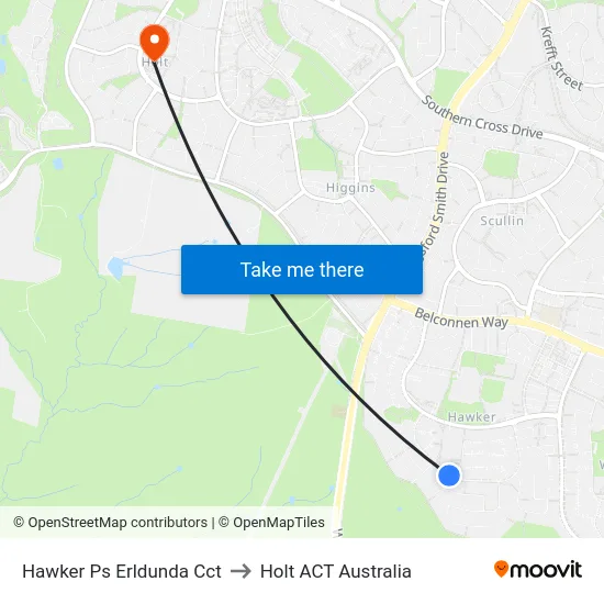 Hawker Ps Erldunda Cct to Holt ACT Australia map