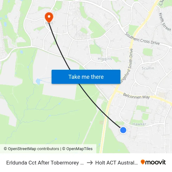 Erldunda Cct After Tobermorey Pl to Holt ACT Australia map