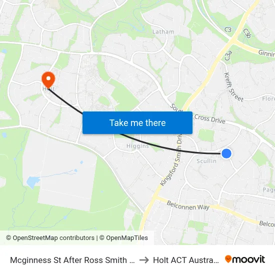 Mcginness St After Ross Smith Cr to Holt ACT Australia map