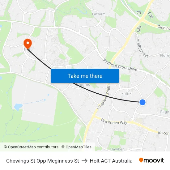 Chewings St Opp Mcginness St to Holt ACT Australia map