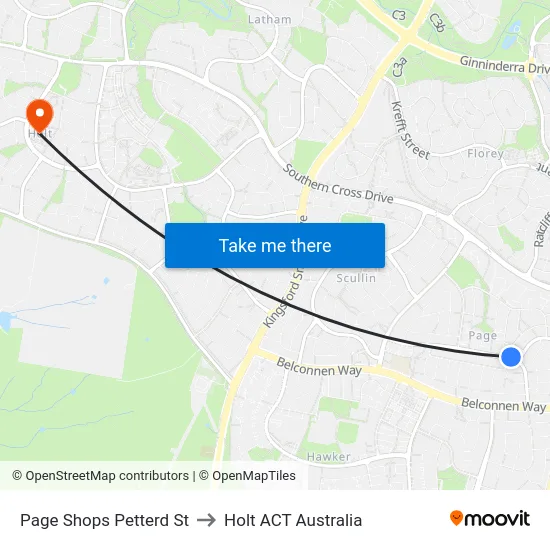 Page Shops Petterd St to Holt ACT Australia map