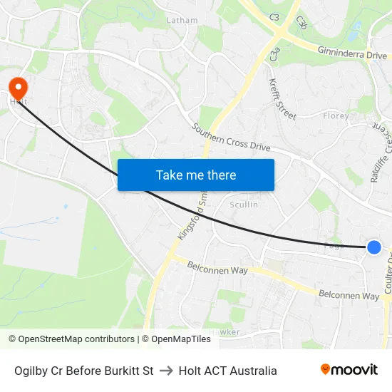 Ogilby Cr Before Burkitt St to Holt ACT Australia map