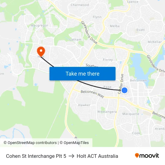 Cohen St Interchange Plt 5 to Holt ACT Australia map