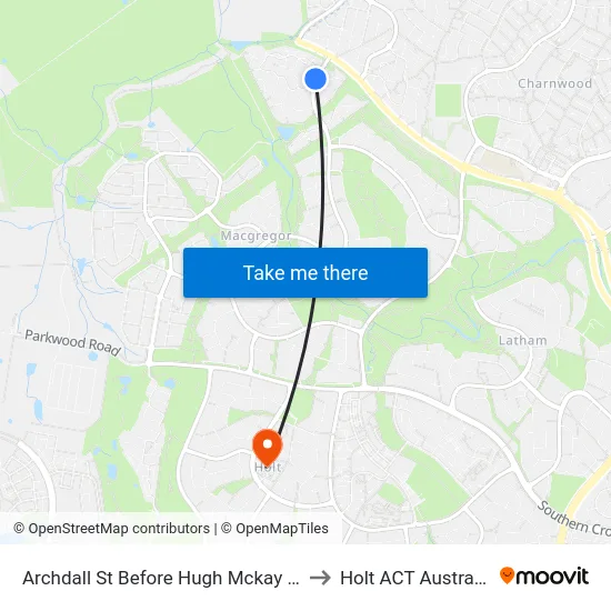 Archdall St Before Hugh Mckay Cr to Holt ACT Australia map